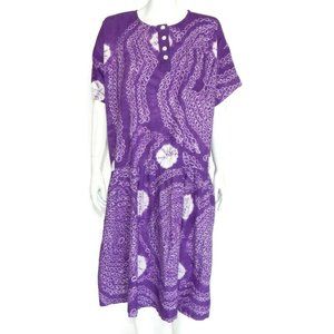 AISA NIGERIA Vtg Pretty Purple Maxi Kaftan African Tie Dye Dress MuuMuu OS - 587